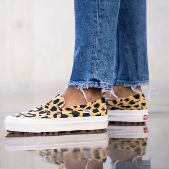 Vans DX Style 53 Anaheim Factory Velvet Leopard Lug Sole Loafers W 6.5 - Picture 1 of 9